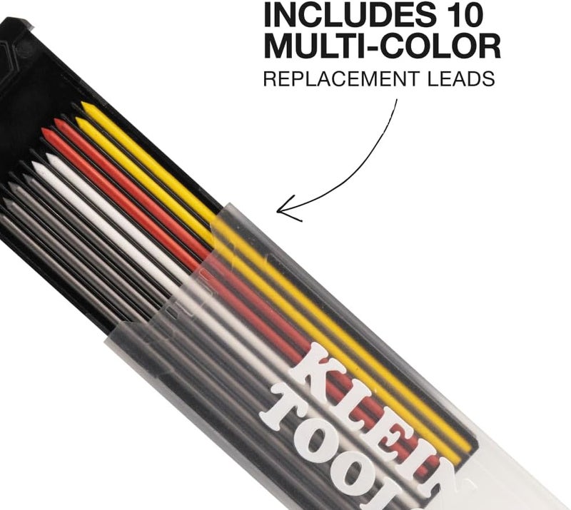 Klein Tools 80189 Skribes 2.8 mm Mechanical Carpenter Pencil with Built-In Sharpener and 10-Pack Assorted Color Leads, for Deep Hole Marking for Woodworking and Construction - Image 3